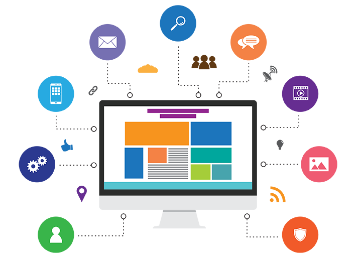 computer screen with planning icons