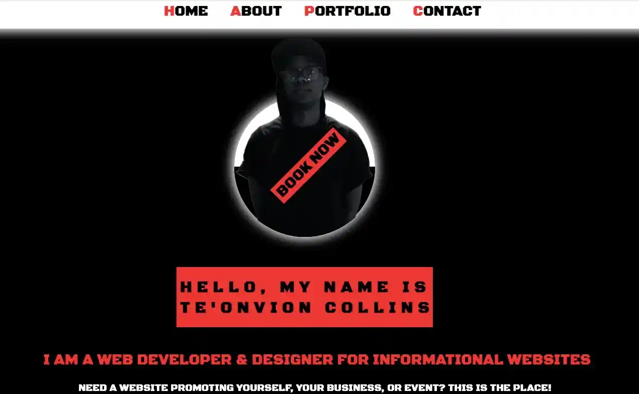 self-created portfolio website thumbnail