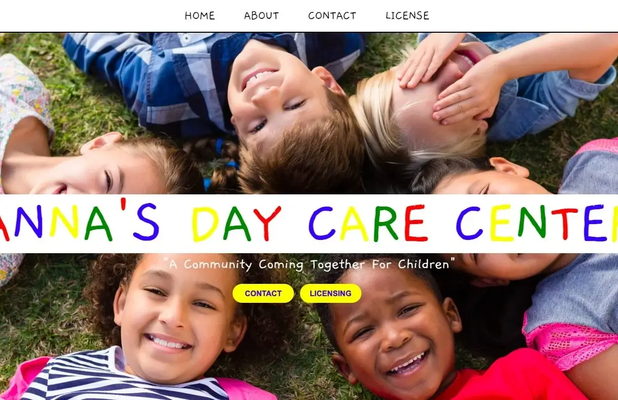self-created daycare website thumbnail